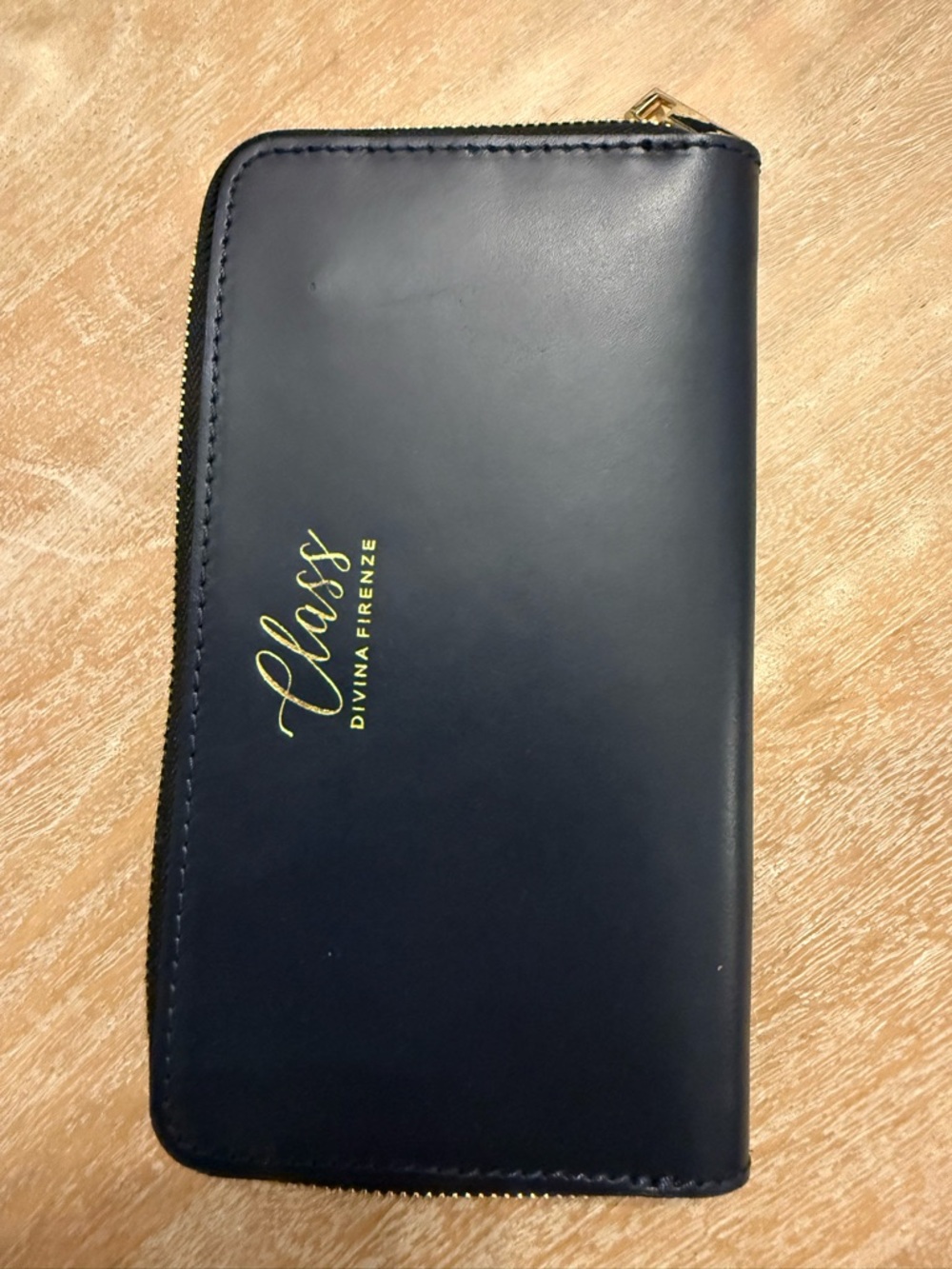 Clarks Black Leather Zip Wallet with Gold-Tone Zipper